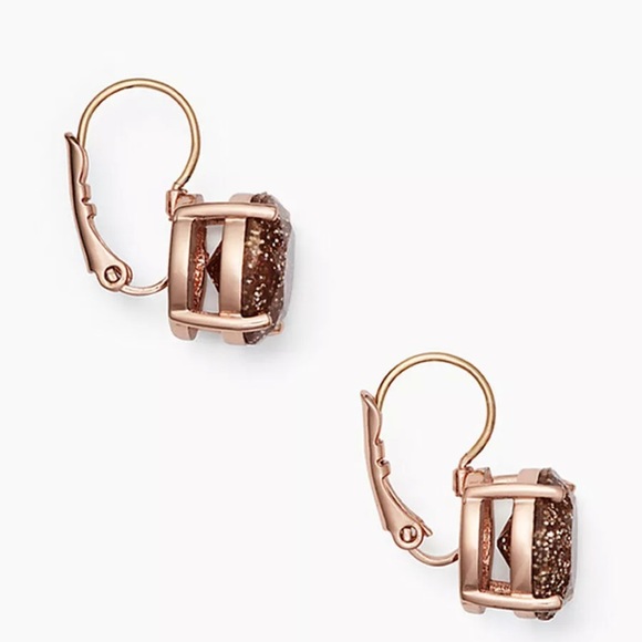 NWT Kate Spade Rose Gold Glitter Round Leverbacks - Picture 4 of 8